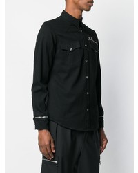 Chemise à manches longues brodée noire Alexander McQueen