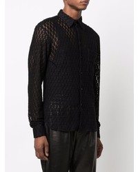 Chemise à manches longues brodée noire Amiri