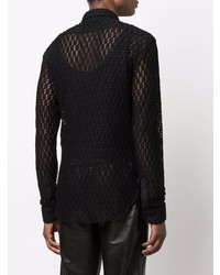 Chemise à manches longues brodée noire Amiri