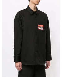 Chemise à manches longues brodée noire Wooyoungmi