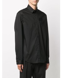 Chemise à manches longues brodée noire Just Cavalli