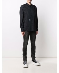 Chemise à manches longues brodée noire Philipp Plein