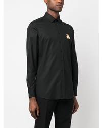 Chemise à manches longues brodée noire Moschino