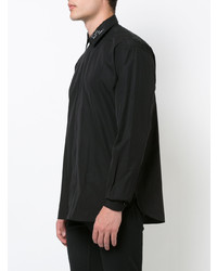 Chemise à manches longues brodée noire Saint Laurent