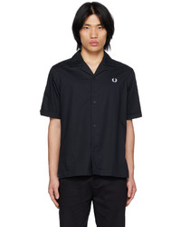 Chemise à manches longues brodée noire Fred Perry