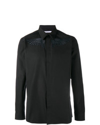 Chemise à manches longues brodée noire Givenchy
