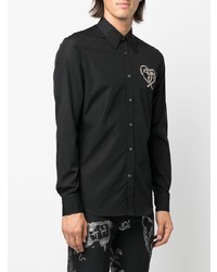 Chemise à manches longues brodée noire Alexander McQueen