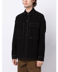 Chemise à manches longues brodée noire Izzue