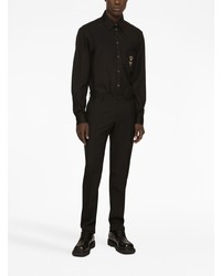 Chemise à manches longues brodée noire Dolce & Gabbana