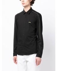 Chemise à manches longues brodée noire BOSS