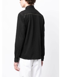 Chemise à manches longues brodée noire BOSS