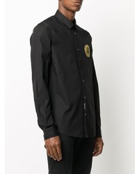 Chemise à manches longues brodée noire VERSACE JEANS COUTURE