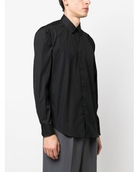 Chemise à manches longues brodée noire Versace