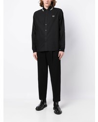 Chemise à manches longues brodée noire Fred Perry