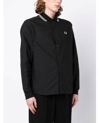 Chemise à manches longues brodée noire Fred Perry