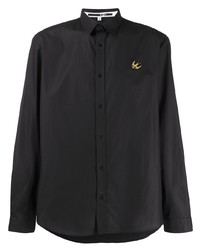 Chemise à manches longues brodée noire McQ Swallow