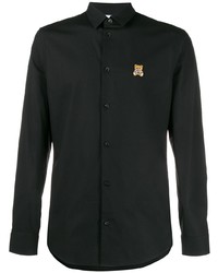 Chemise à manches longues brodée noire Moschino