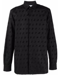 Chemise à manches longues brodée noire Moschino