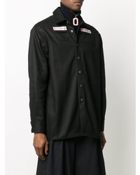 Chemise à manches longues brodée noire Raf Simons