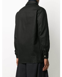 Chemise à manches longues brodée noire Raf Simons