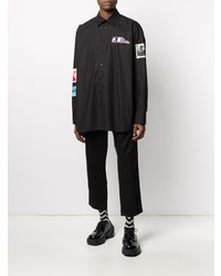 Chemise à manches longues brodée noire Raf Simons