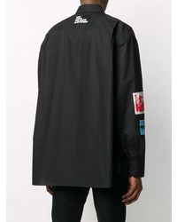 Chemise à manches longues brodée noire Raf Simons