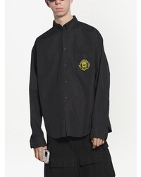 Chemise à manches longues brodée noire Balenciaga