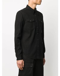 Chemise à manches longues brodée noire Givenchy