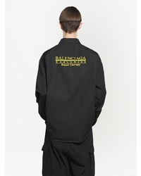 Chemise à manches longues brodée noire Balenciaga