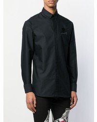 Chemise à manches longues brodée noire Philipp Plein