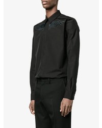 Chemise à manches longues brodée noire Givenchy