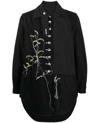 Chemise à manches longues brodée noire Yohji Yamamoto