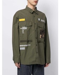 Chemise à manches longues brodée olive AAPE BY A BATHING APE