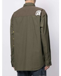 Chemise à manches longues brodée olive AAPE BY A BATHING APE