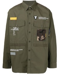 Chemise à manches longues brodée olive AAPE BY A BATHING APE