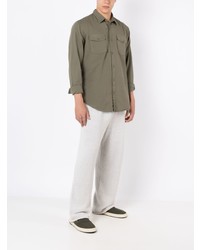 Chemise à manches longues brodée olive OSKLEN