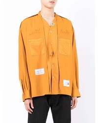 Chemise à manches longues brodée orange Maison Mihara Yasuhiro