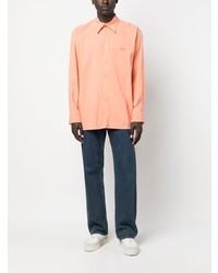 Chemise à manches longues brodée orange MSGM