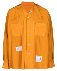 Chemise à manches longues brodée orange Maison Mihara Yasuhiro