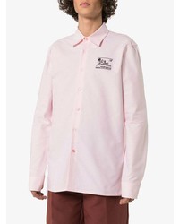 Chemise à manches longues brodée rose Raf Simons