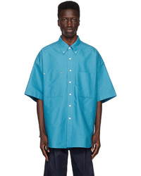 Chemise à manches longues brodée turquoise Wooyoungmi