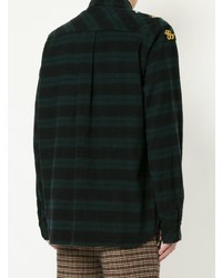 Chemise à manches longues brodée vert foncé Sacai