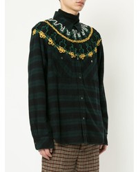 Chemise à manches longues brodée vert foncé Sacai