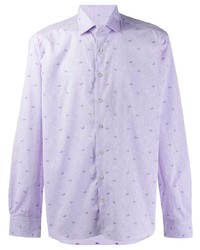 Chemise à manches longues brodée violet clair