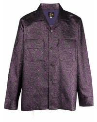 Chemise à manches longues brodée violette