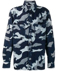 Chemise à manches longues camouflage bleu marine Valentino