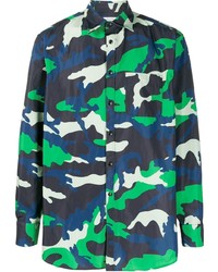 Chemise à manches longues camouflage bleu marine Valentino