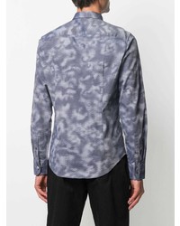 Chemise à manches longues camouflage bleue Emporio Armani