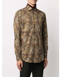 Chemise à manches longues camouflage marron Etro