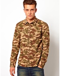 Chemise à manches longues camouflage marron Dansk